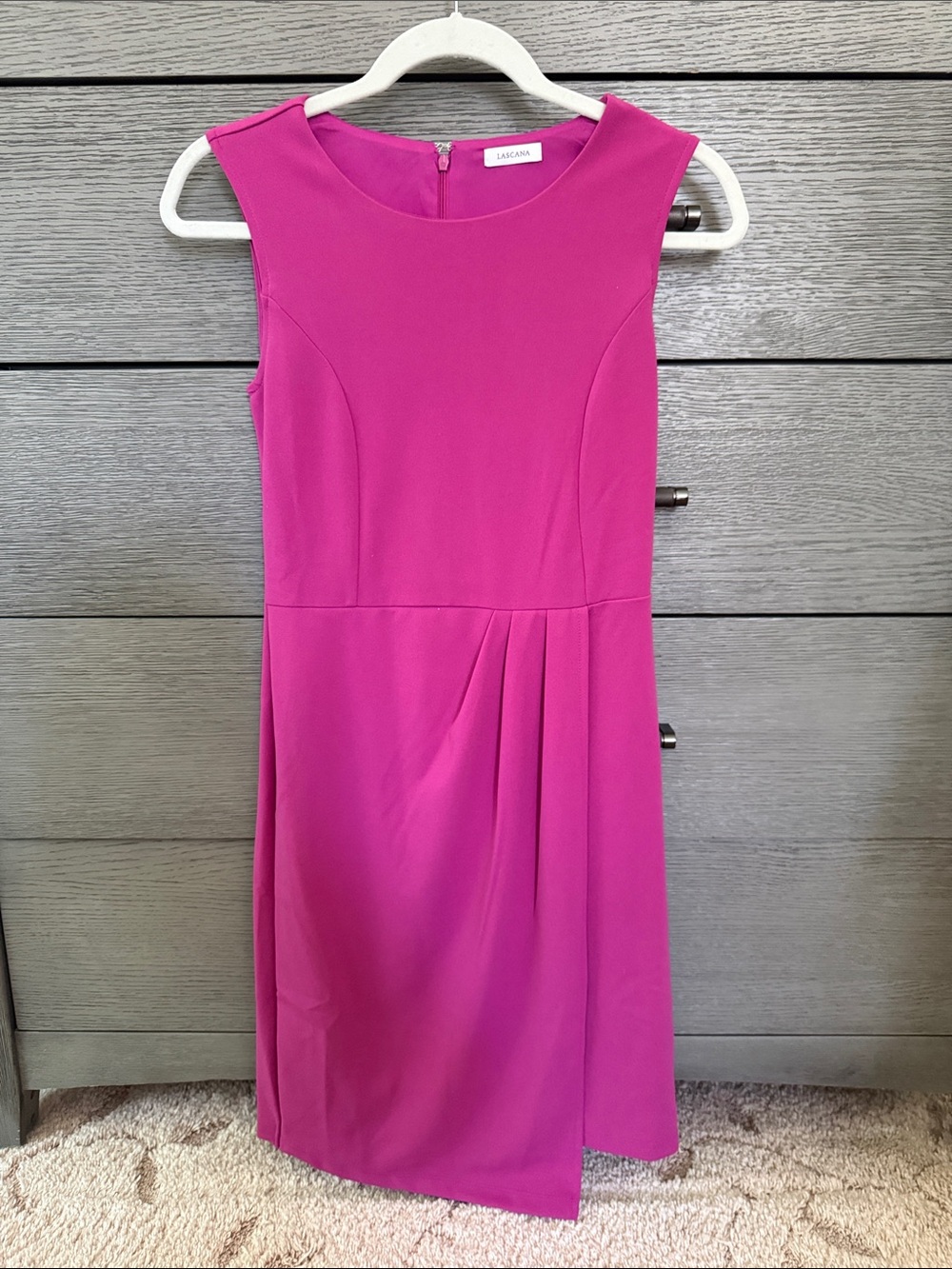 Lascana Magenta Sleeveless Sheath Dress with Front Pleat
